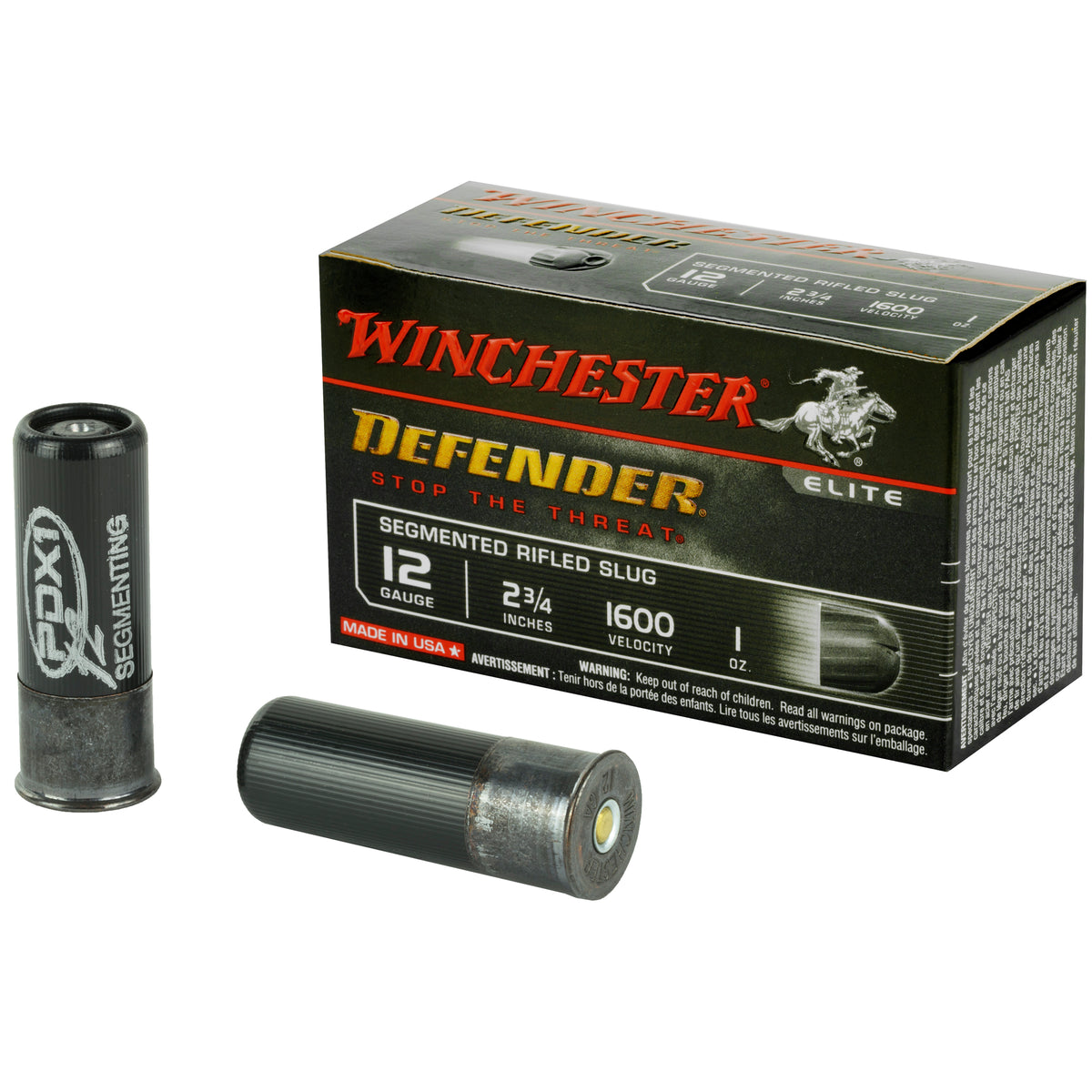 Winchester S12PDX1S PDX1 Defender PDX1 Defender 12 Gauge 2-3/4 1oz #Rifled Slug 1600 fps