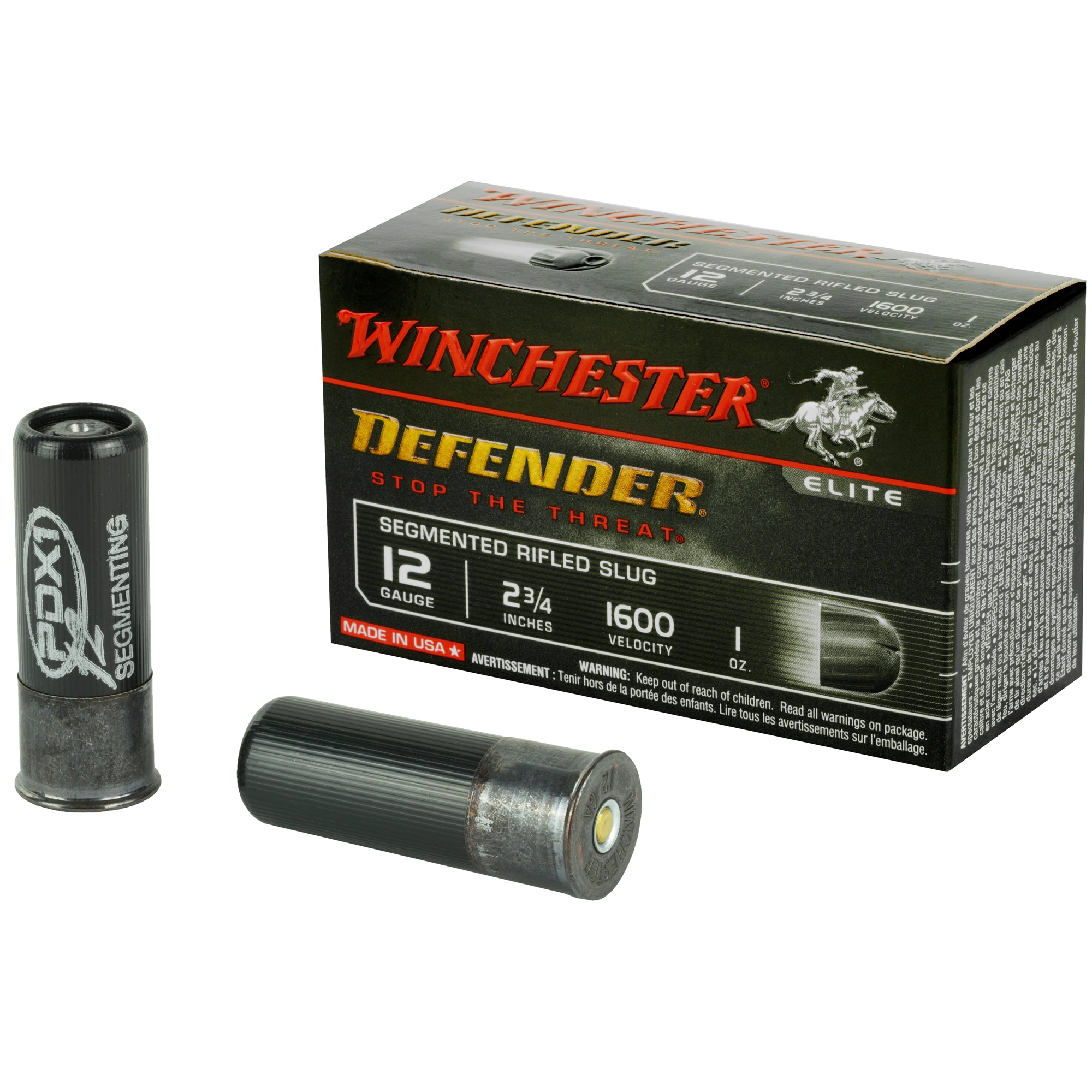 Winchester S12PDX1S PDX1 Defender PDX1 Defender 12 Gauge 2-3/4 1oz #Rifled Slug 1600 fps