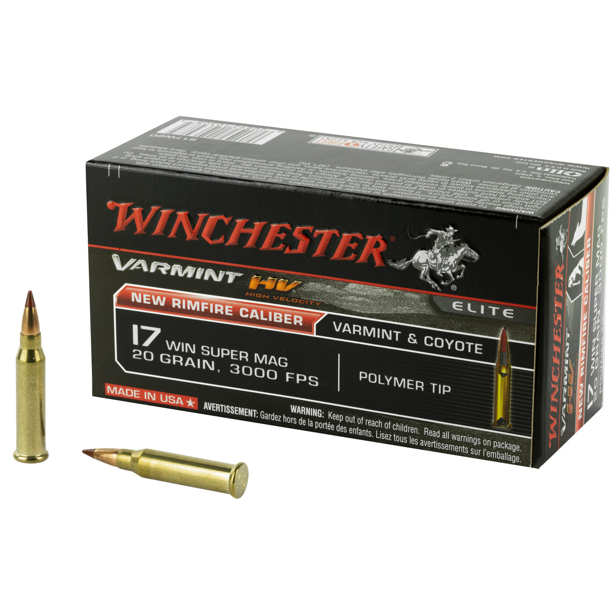 Winchester Varmint HV .17 WSM 20 grain Polymer Tip ammunition