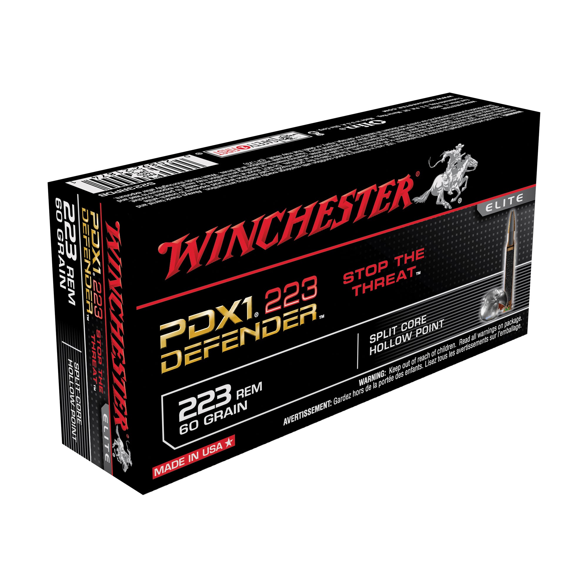 Winchester PDX1 Defender .223 Remington 60 grain Hollow Point ammunition