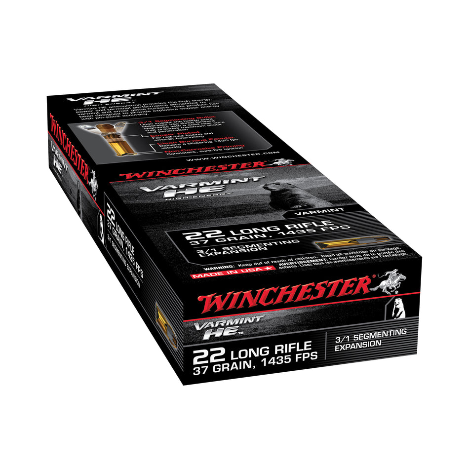 Winchester Varmint HE Varmint High Energy LEAD HOLLOW POINT 37 Grain .22 Long Rifle 1400 fps