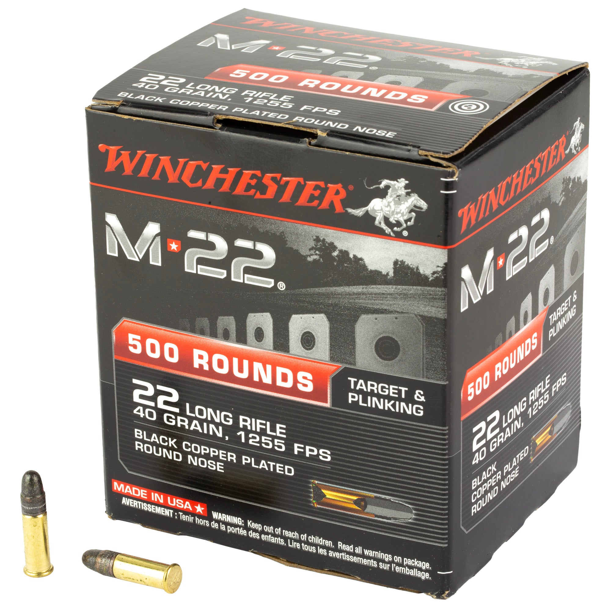 Winchester M-22 Copper Plated Round Nose 40 Grain .22 Long Rifle