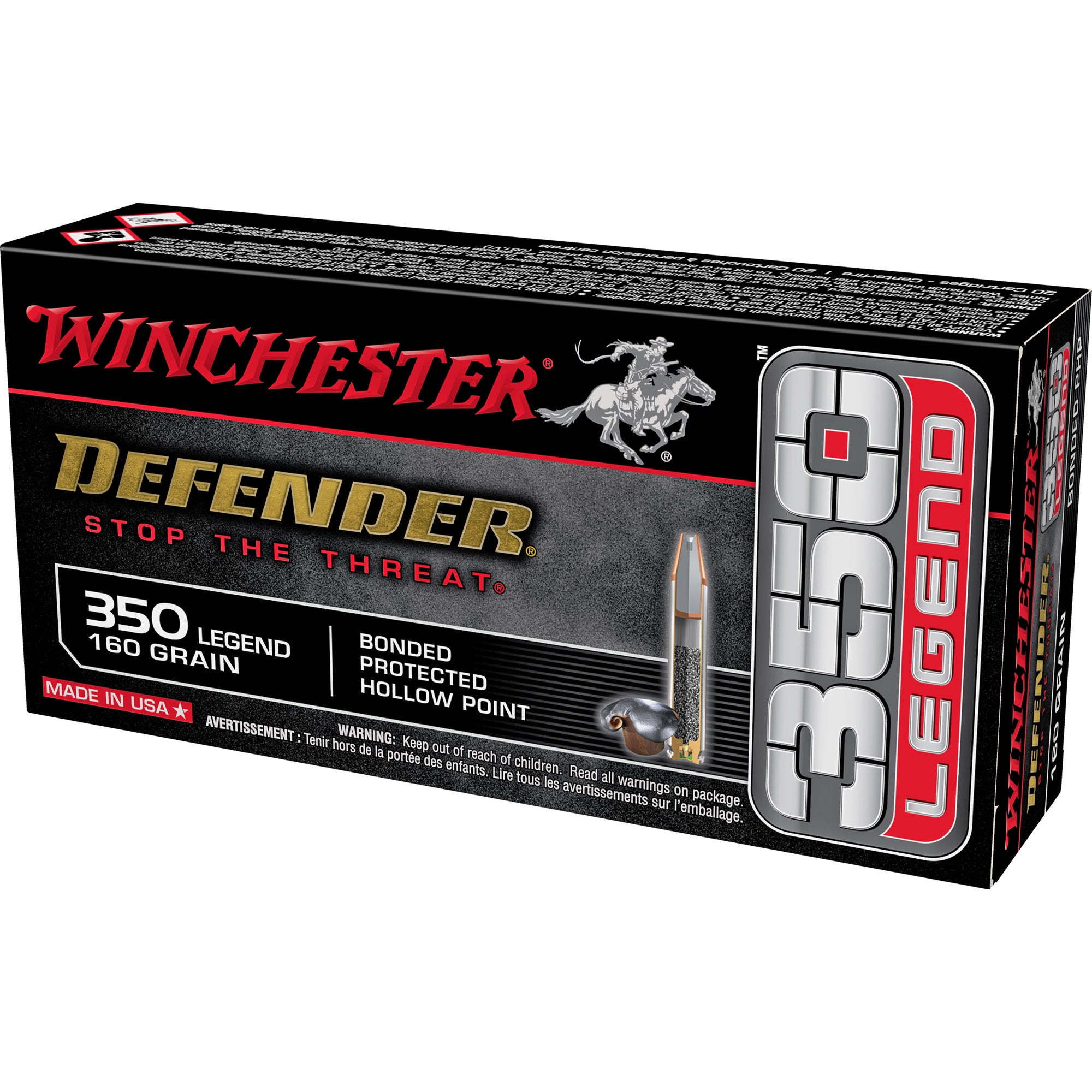 Winchester Defender Bonded Protected Hollow Point 160 Grain .350 Legend 2170 fps