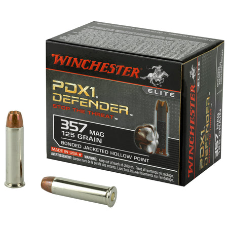 Winchester PDX1 Defender Elite .357 Magnum 125 grain Bonded Jacket Hollow Point ammunition
