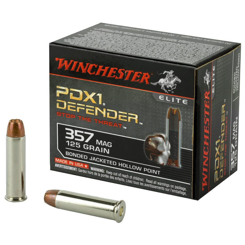 Winchester PDX1 Defender Elite .357 Magnum 125 grain Bonded Jacket Hollow Point ammunition