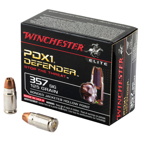 Winchester PDX1 Defender Elite .357 Sig 125 grain Bonded Jacket Hollow Point ammunition