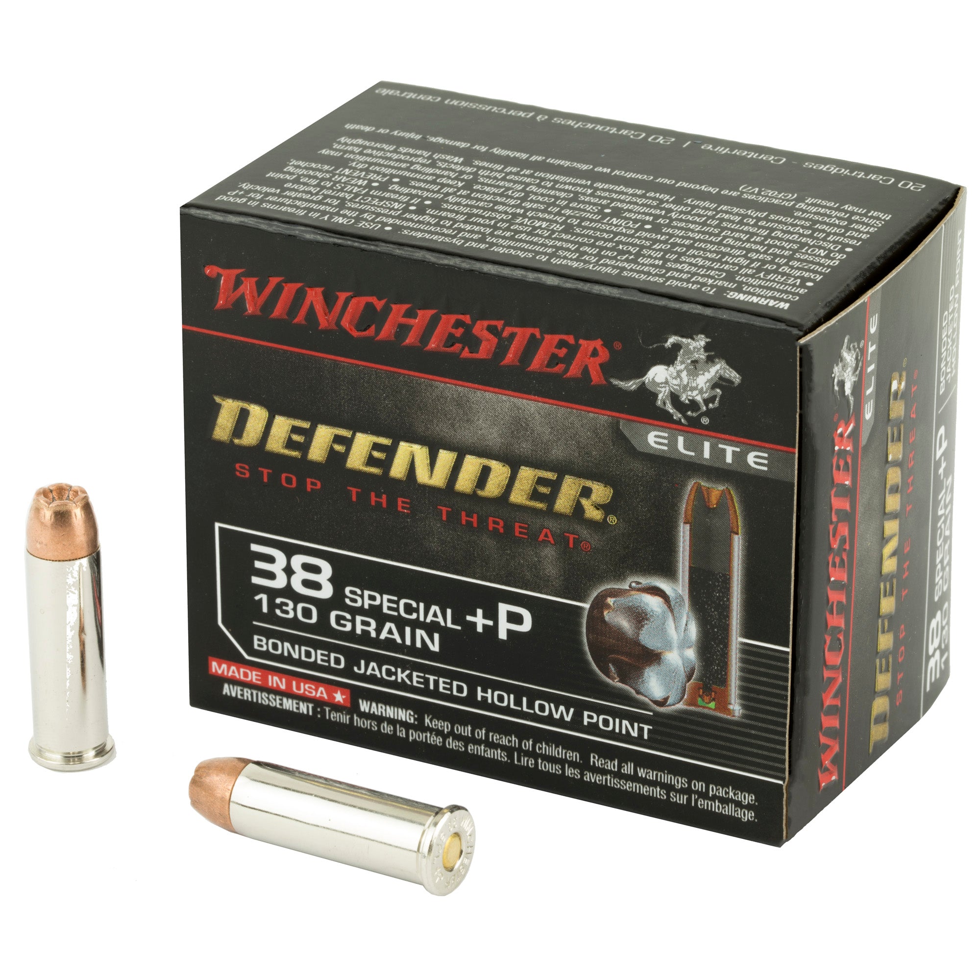 Winchester PDX1 Defender +P Bonded Jacket Hollow Point 130 Grain .38 Special 950 fps