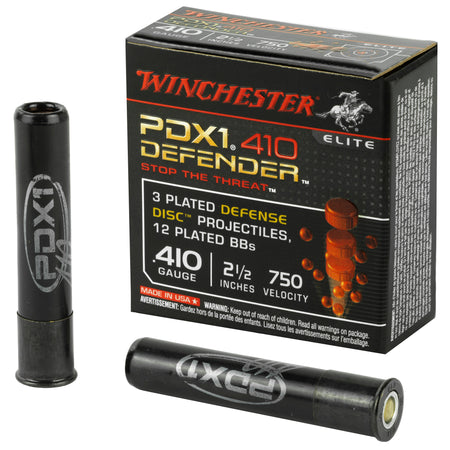 Winchester PDX1 Defender 3 Defense Discs/12 BB Pellets PDX1 Defender Shotgun Ammo .410 Bore 2.5 in 1-1/4 oz Discs / BBs