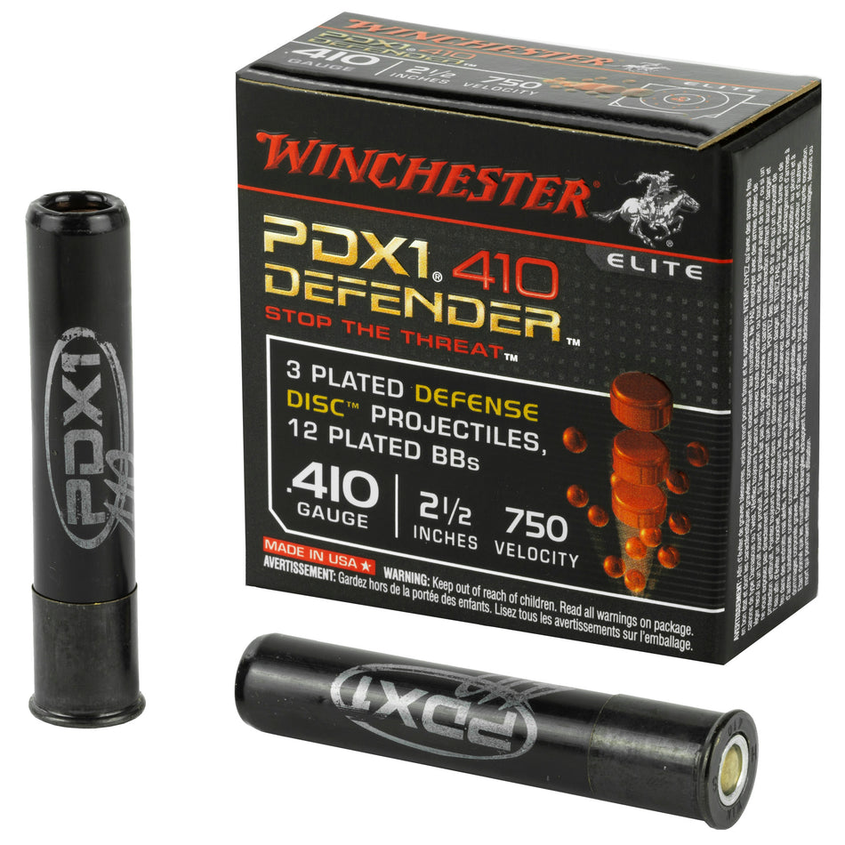 Winchester PDX1 Defender 3 Defense Discs/12 BB Pellets PDX1 Defender Shotgun Ammo .410 Bore 2.5 in 1-1/4 oz Discs / BBs