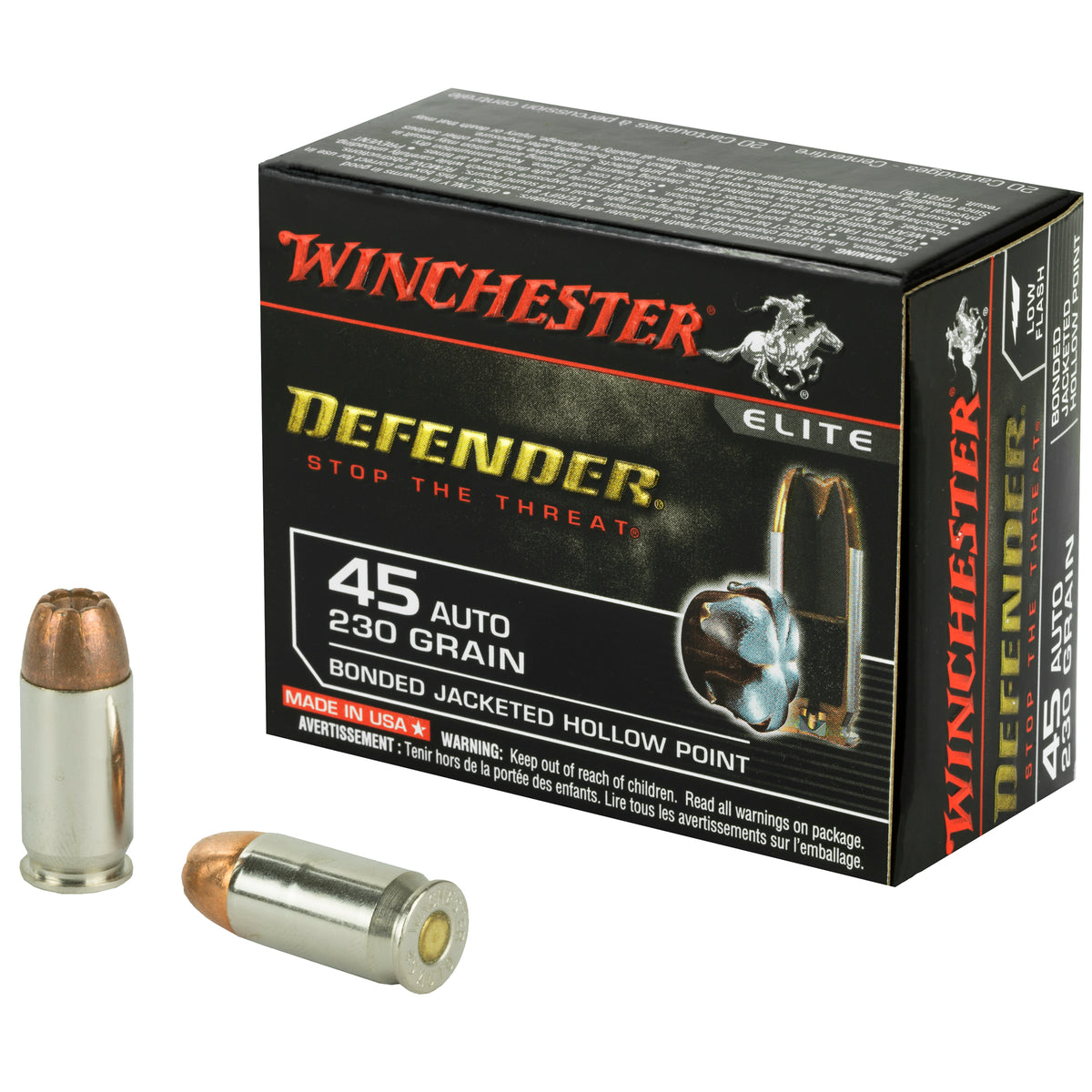 Winchester PDX1 Defender Bonded Jacket Hollow Point 230 Grain .45 ACP/Auto 920 fps