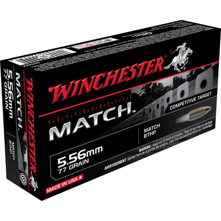 Winchester Match 5.56x45mm NATO 77 grain Sierra MatchKing Boat Tail Hollow Point ammunition