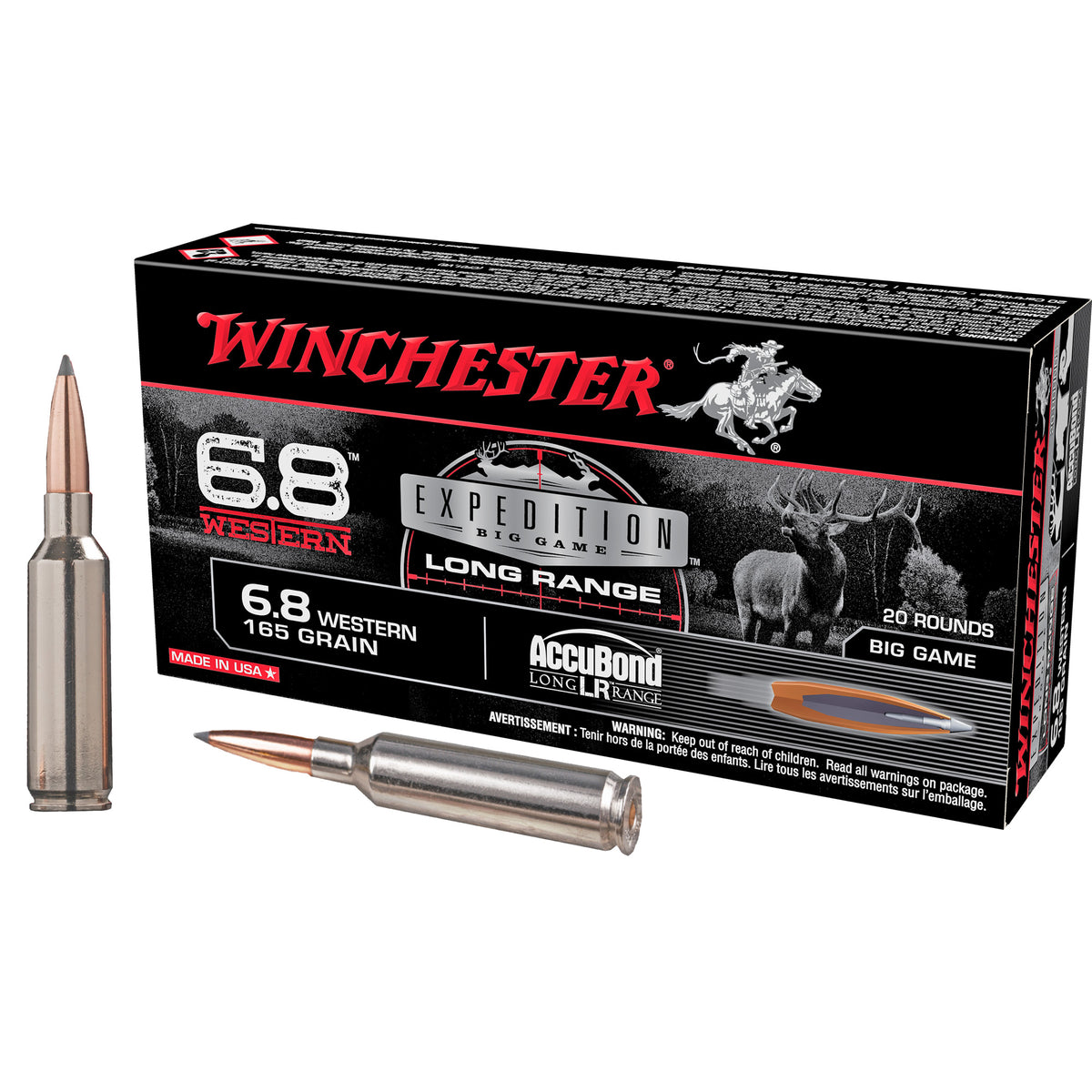 Winchester Expedition Big Game Nosler AccuBond Long-Range 165 Grain 6.8 Western 2970 fps