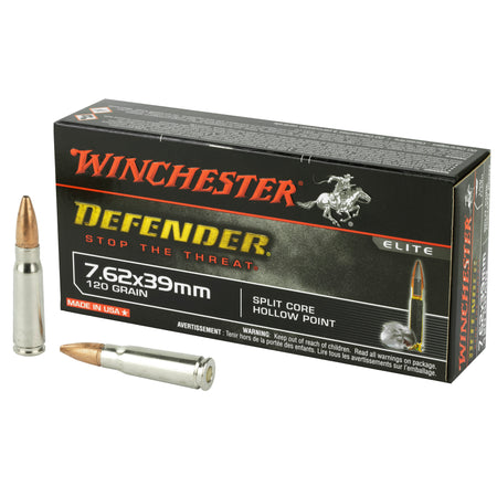 Winchester PDX1 Defender 7.62x39mm 120 grain Split Core Hollow Point ammunition