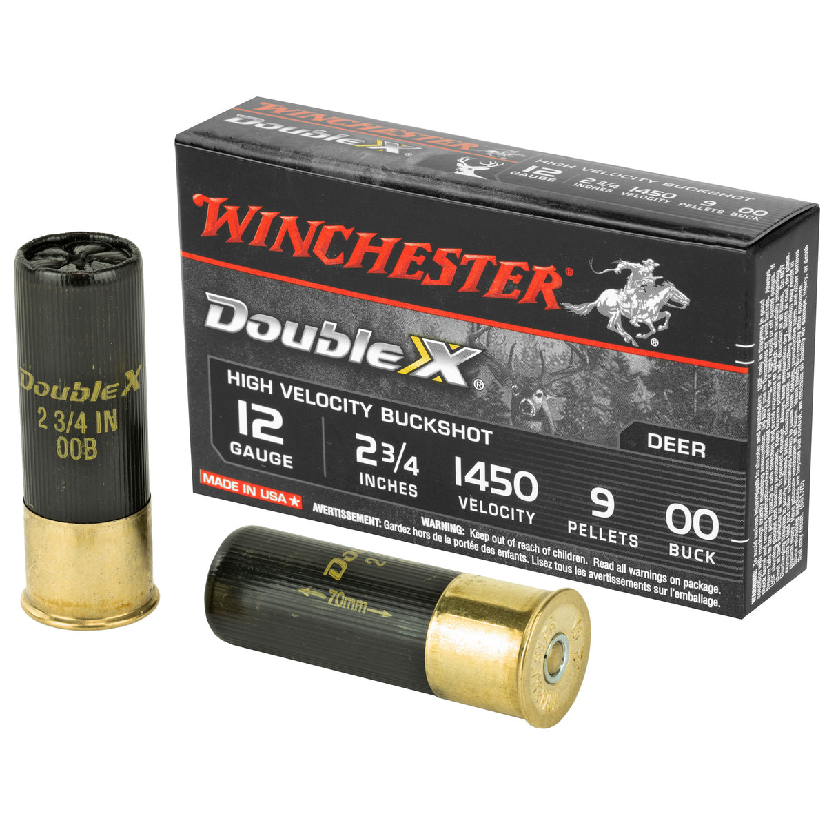 Winchester SB1200 Double X High Velocity 12 Gauge 2-3/4  #00 Buck 1450 fps
