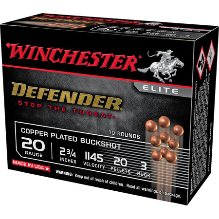 Winchester Defender 20 Pellets Shotgun Ammo 20 Gauge 2.75 in 1-1/8 oz #3 Buck