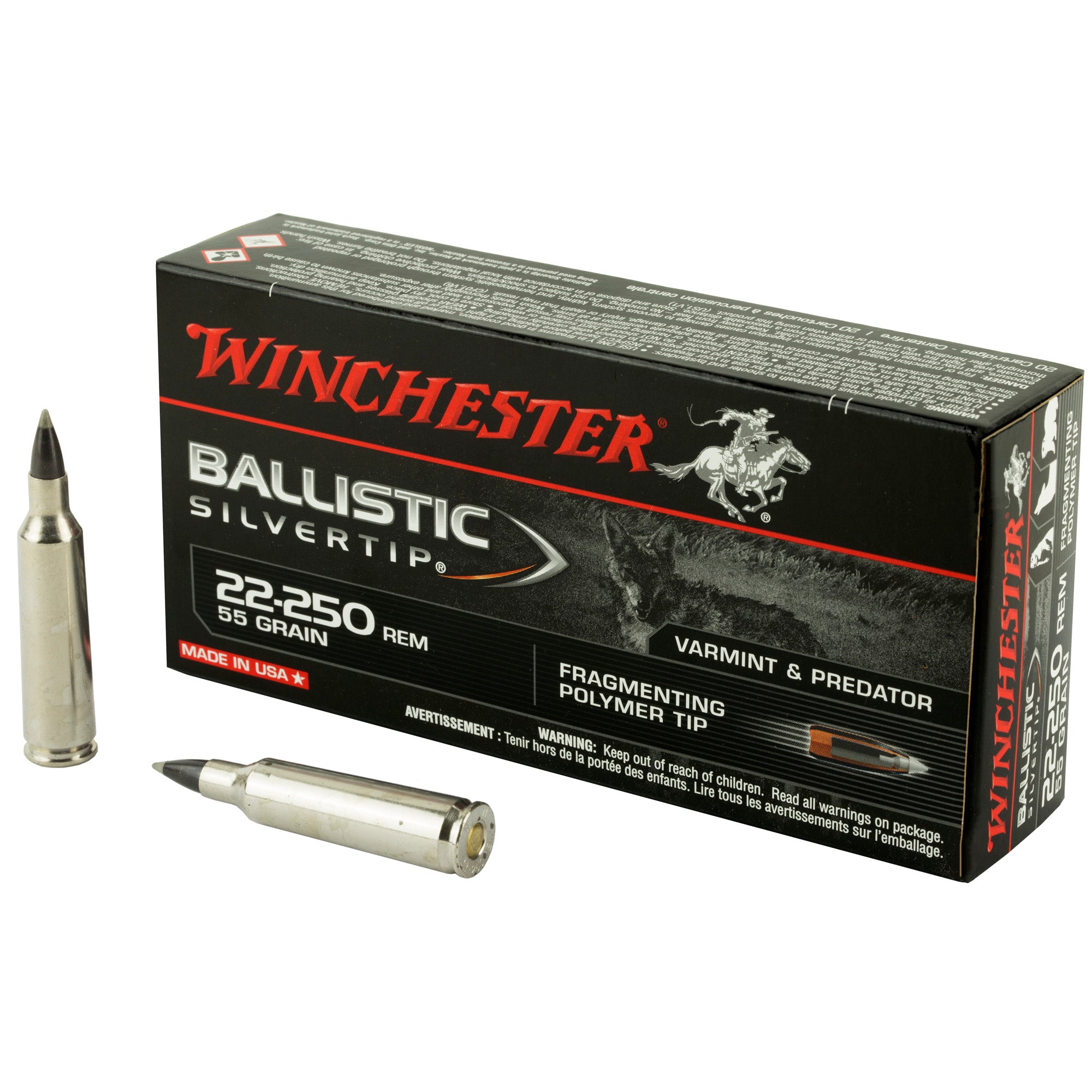 Winchester Ballistic Silvertip .22-250 Remington 55 grain Polymer Tip ammunition