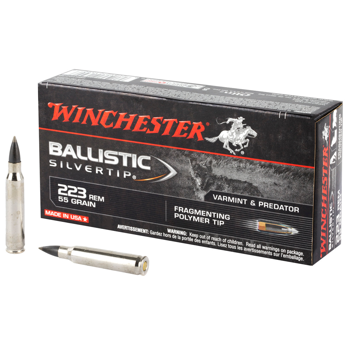 Winchester Ballistic Silvertip .223 Remington 55 grain Fragmenting Polymer Tip ammunition
