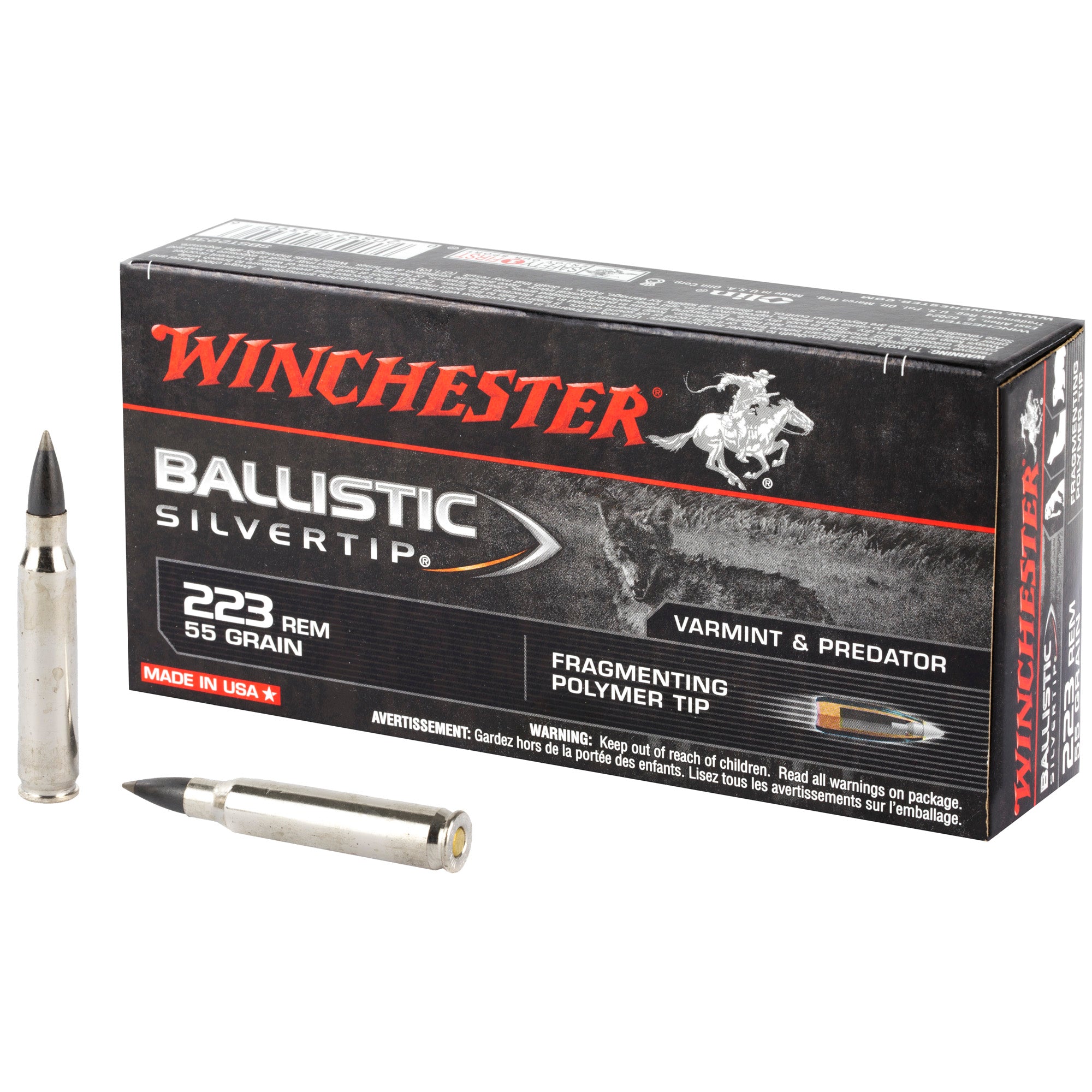 Winchester Ballistic Silvertip .223 Remington 55 grain Fragmenting Polymer Tip ammunition