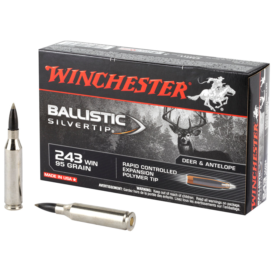 Winchester Ballistic Silvertip .243 Winchester 95 grain Rapid Controlled Expansion Polymer Tip ammunition