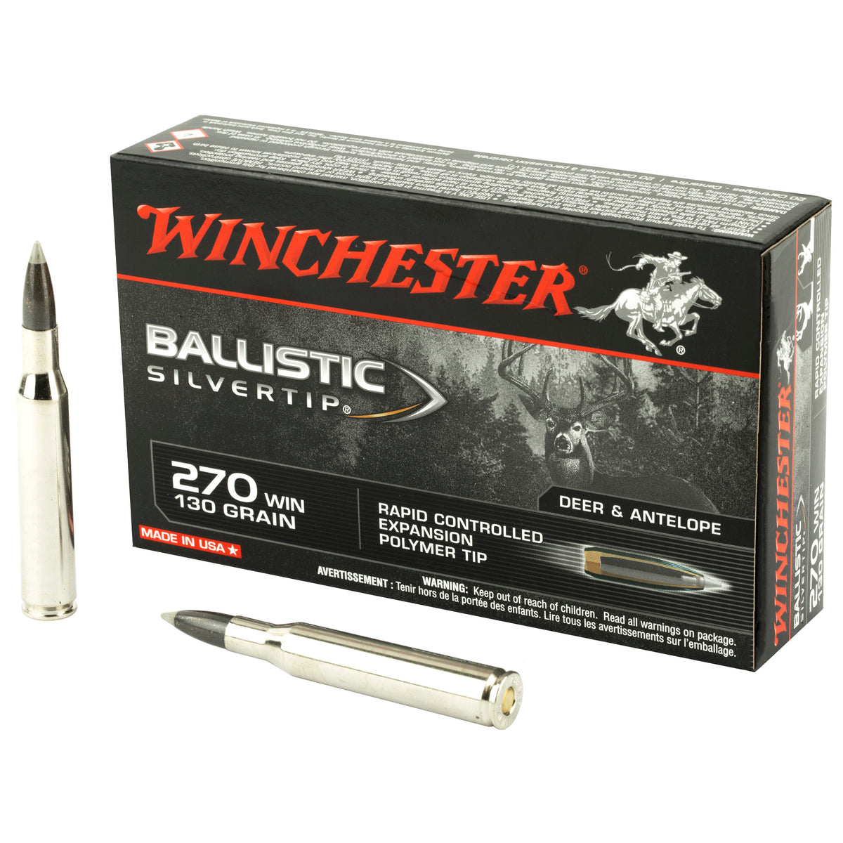 Winchester Ballistic Silvertip Rapid Controlled Expansion Polymer Tip 130 Grain .270 Winchester 3050 fps