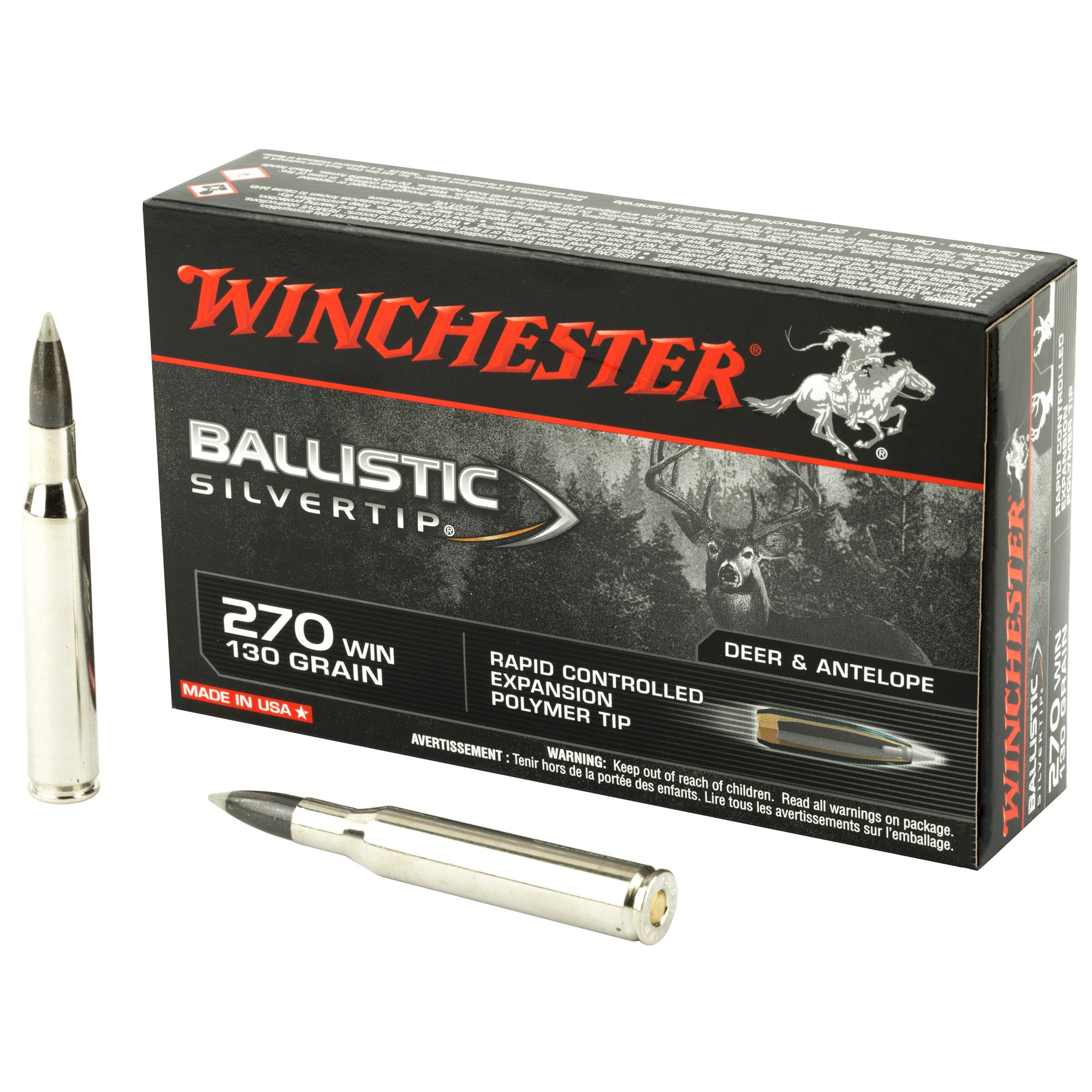 Winchester Ballistic Silvertip Rapid Controlled Expansion Polymer Tip 130 Grain .270 Winchester 3050 fps
