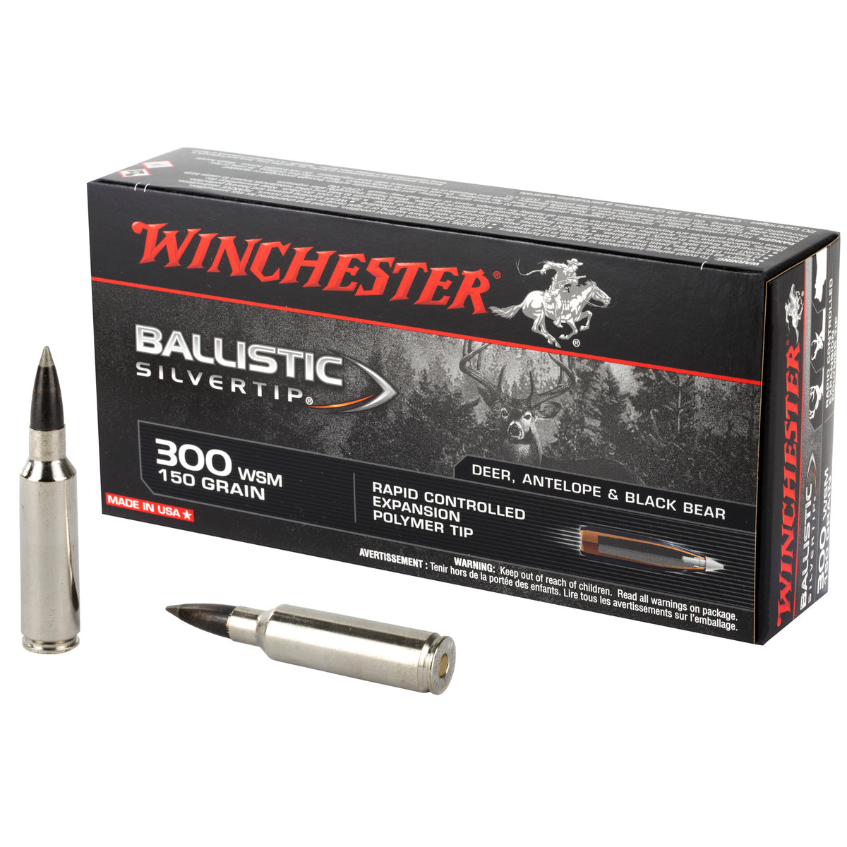Winchester Ballistic Silvertip .300 WSM 150 grain Polymer Tip ammunition