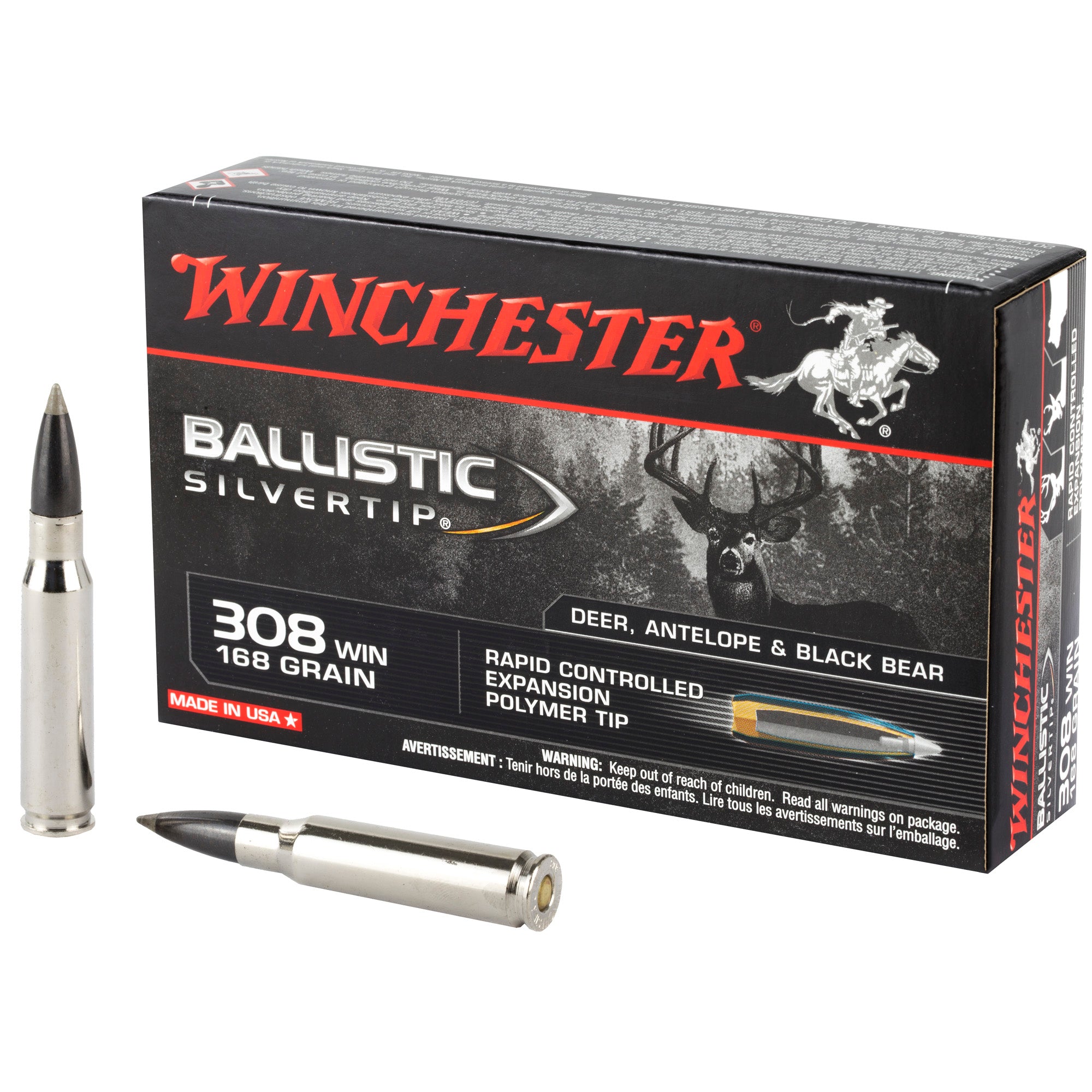 Winchester Ballistic Silvertip Rifle Ammo 308 Win. 168 gr. Ballistic Silvertip 20 rd.