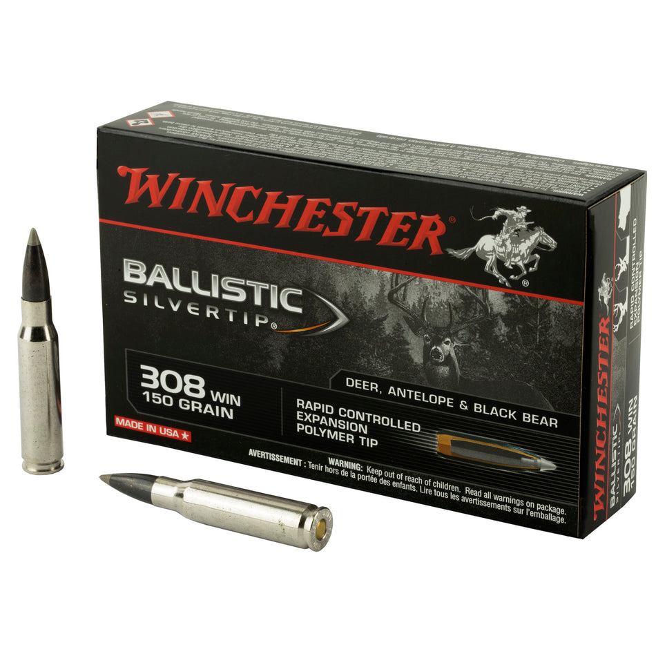 Winchester Ballistic Silvertip .308 Win / 7.62x51mm 150 grain Rapid Controlled Expansion Polymer Tip ammunition