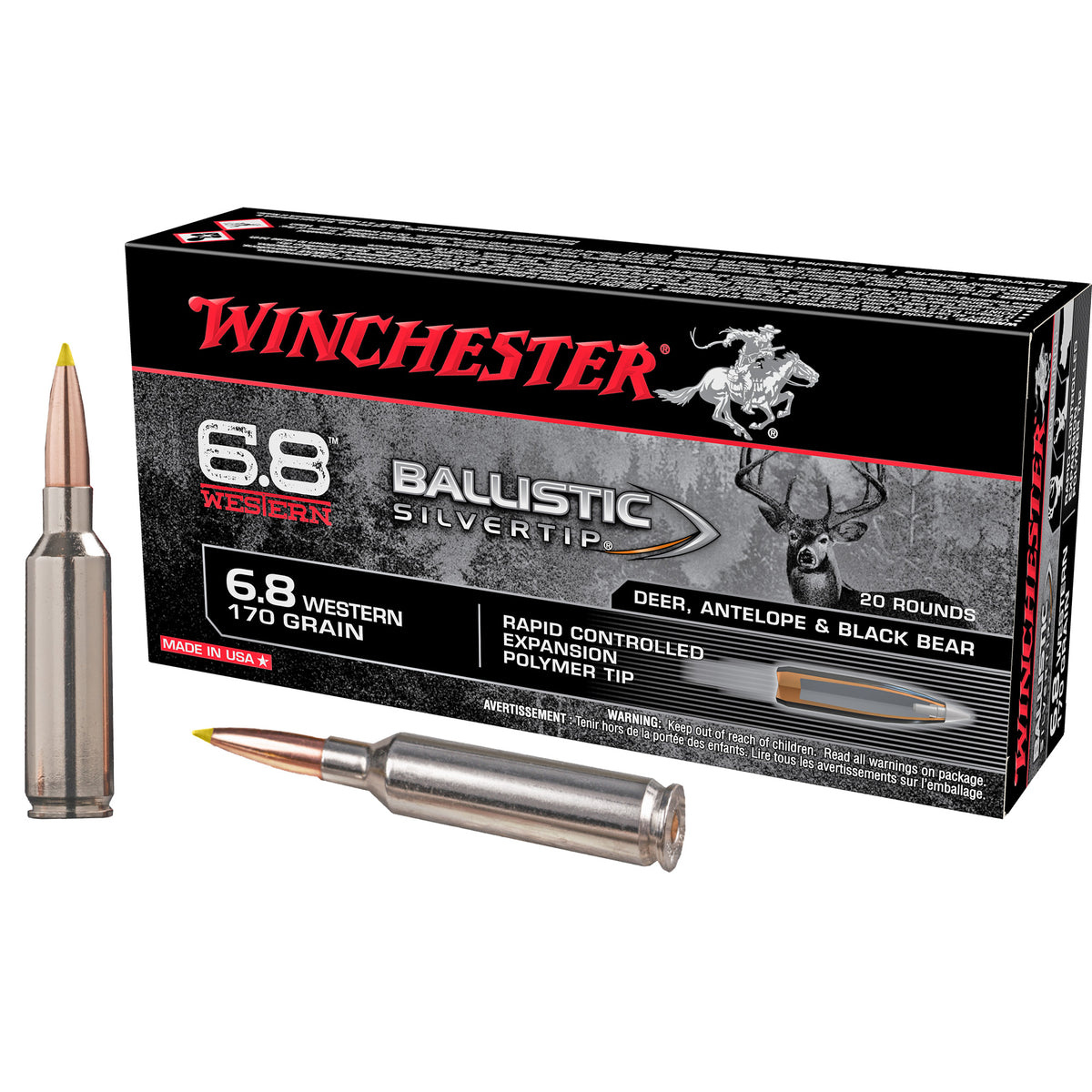 Winchester Ballistic Silvertip Rapid Controlled Expansion Polymer Tip 170 Grain 6.8 Western 2920 fps