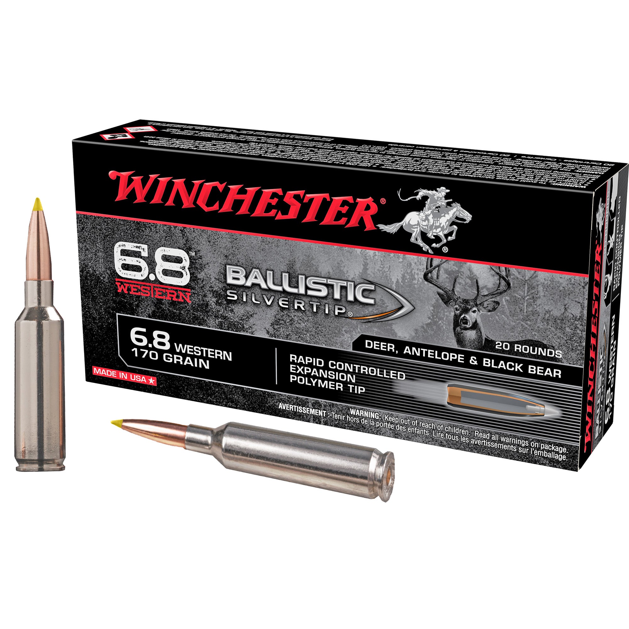 Winchester Ballistic Silvertip Rapid Controlled Expansion Polymer Tip 170 Grain 6.8 Western 2920 fps