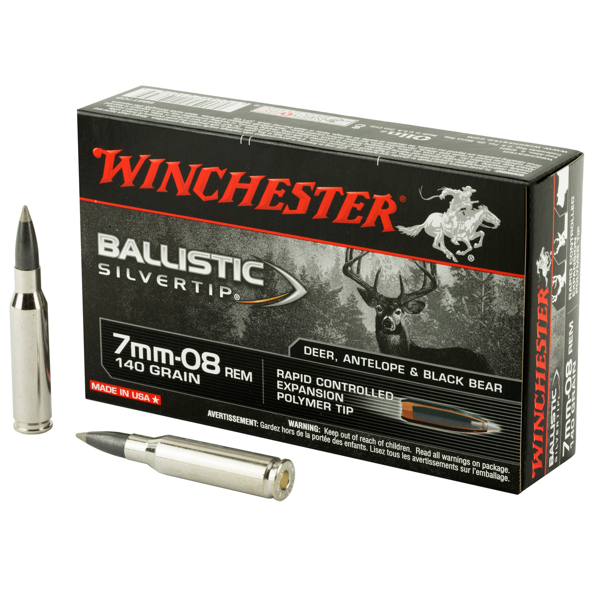 Winchester Ballistic Silvertip Rapid Controlled Expansion Polymer Tip 140 Grain 7mm-08 Remington 2770 fps