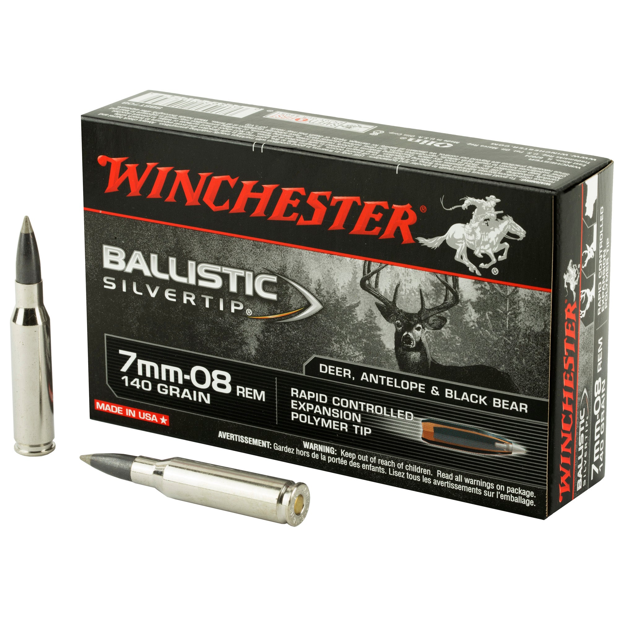 Winchester Ballistic Silvertip Rapid Controlled Expansion Polymer Tip 140 Grain 7mm-08 Remington 2770 fps