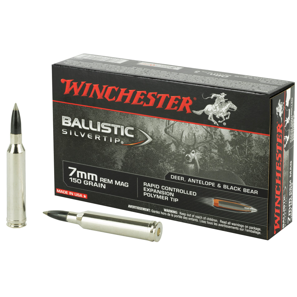 Winchester Ballistic Silvertip 7mm Remington Mag 150 grain Rapid Controlled Expansion Polymer Tip ammunition