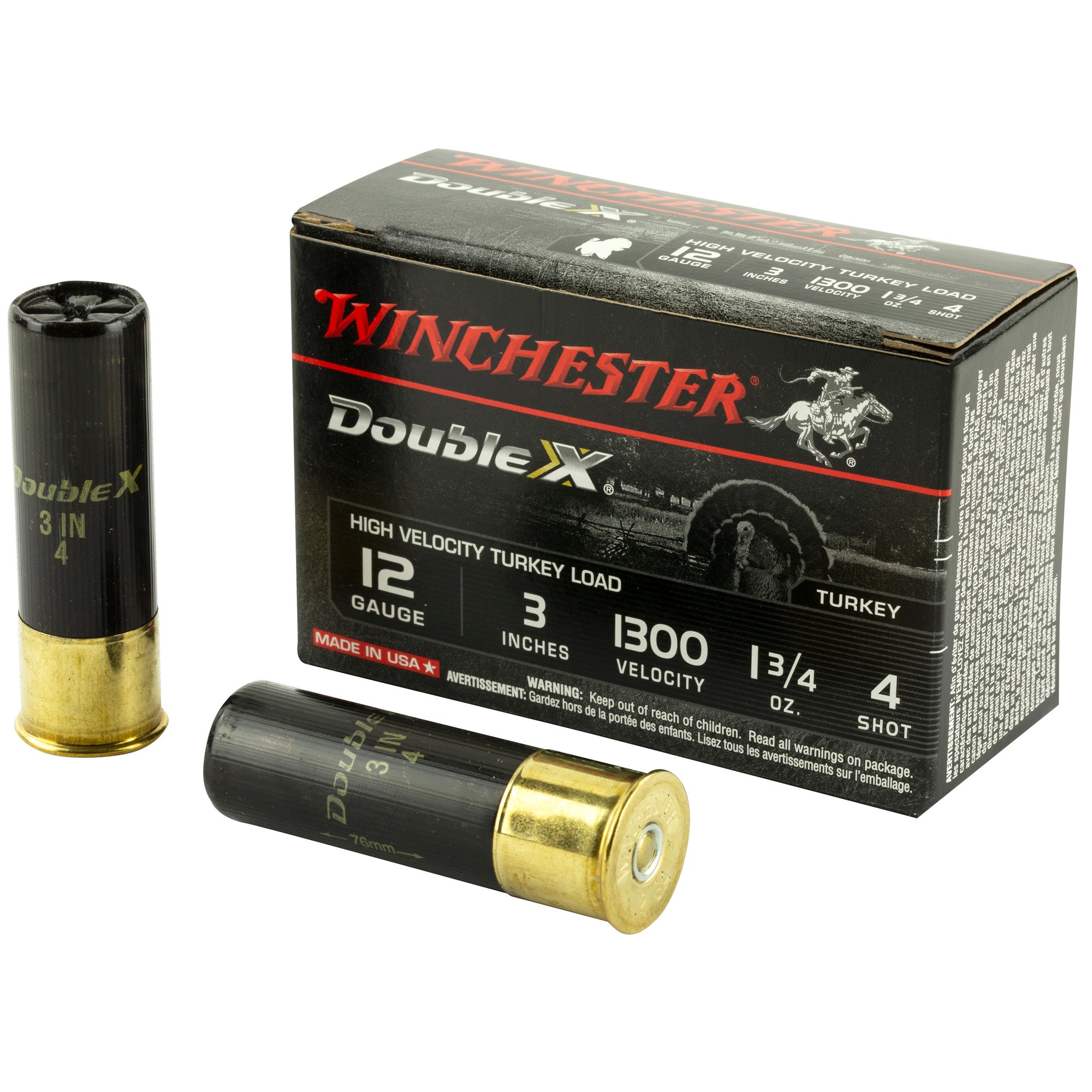 Winchester STH1234 Double X High Velocity Turkey 12 Gauge 3 1-3/4oz #4 1300 fps