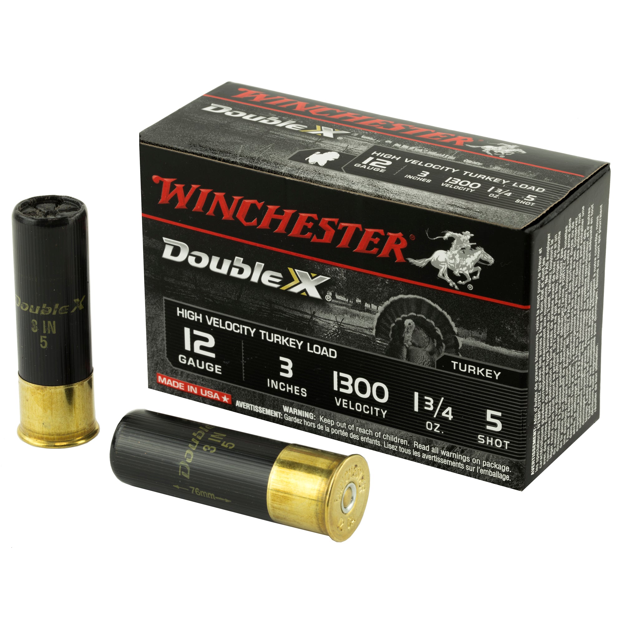 Winchester STH1235 Double X High Velocity Turkey 12 Gauge 3 1-3/4oz #5 1300 fps