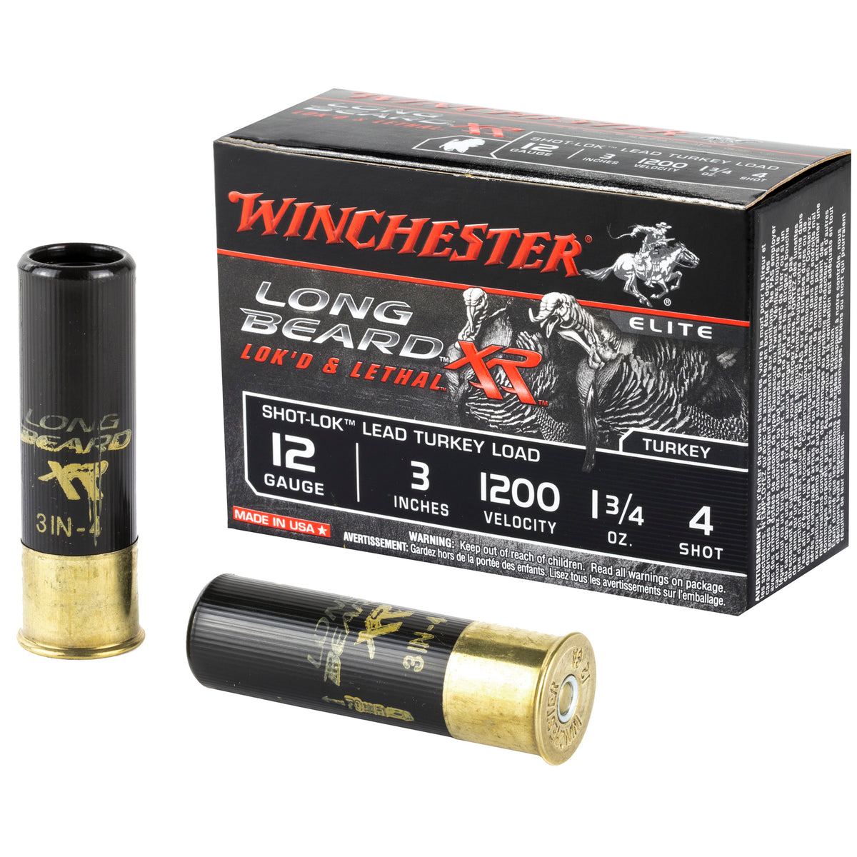 Winchester STLB1234 Long Beard XR Shot-Lok 12 Gauge 3 1-3/4oz #4 1200 fps