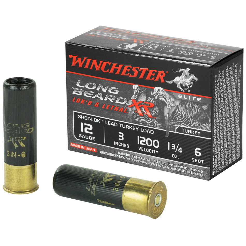 Winchester Long Beard XR Shot-Lok with Plated Lead Shot Turkey Shotgun Ammo 12 Gauge 3 in 1-3/4 oz #6