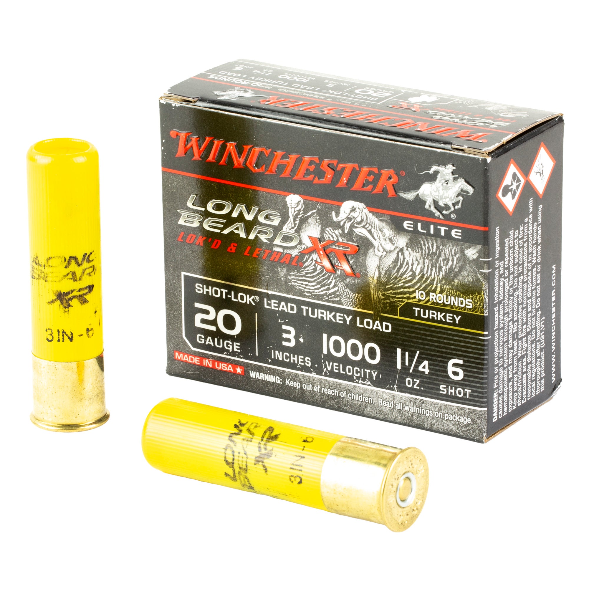 Winchester Long Beard XR Shot-Lok Turkey Shotgun Ammo 20 Gauge 3 in 1-1/4 oz #6