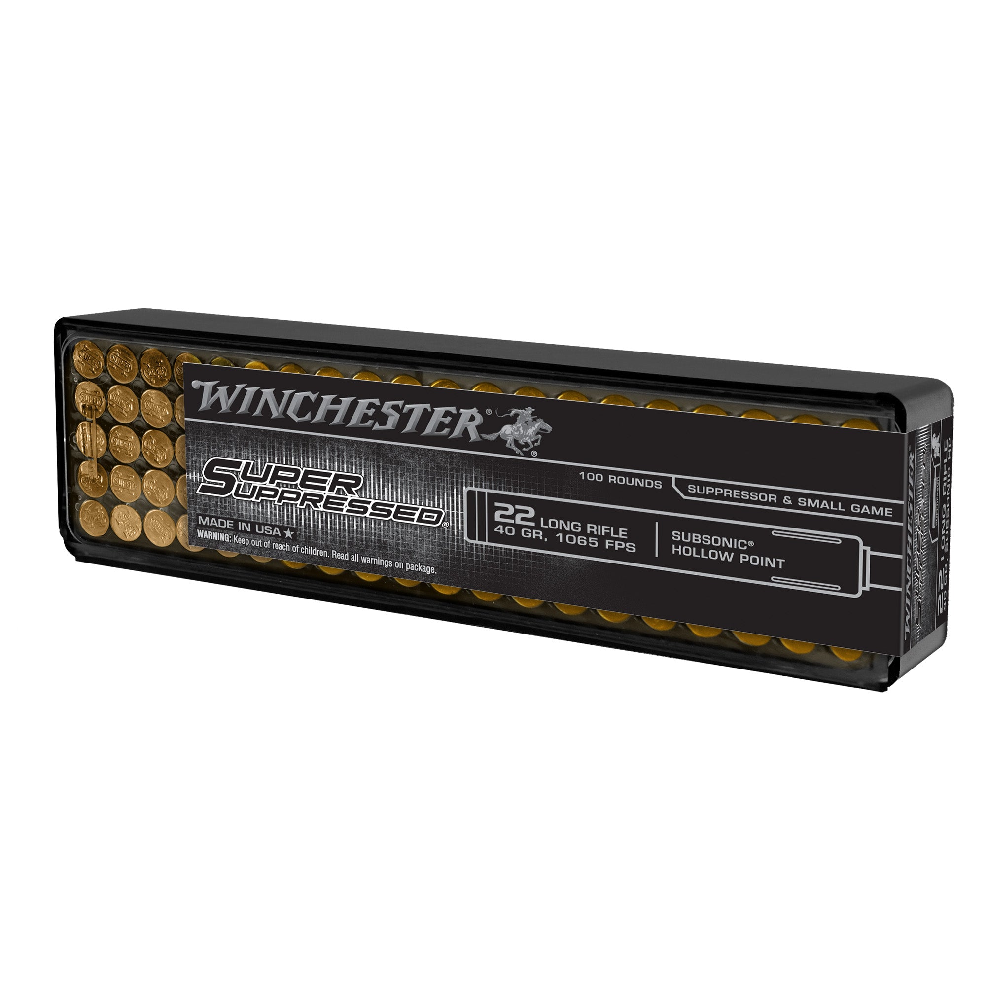 Winchester Super Suppressed .22 Long Rifle 40 grain Lead Hollow Point ammunition