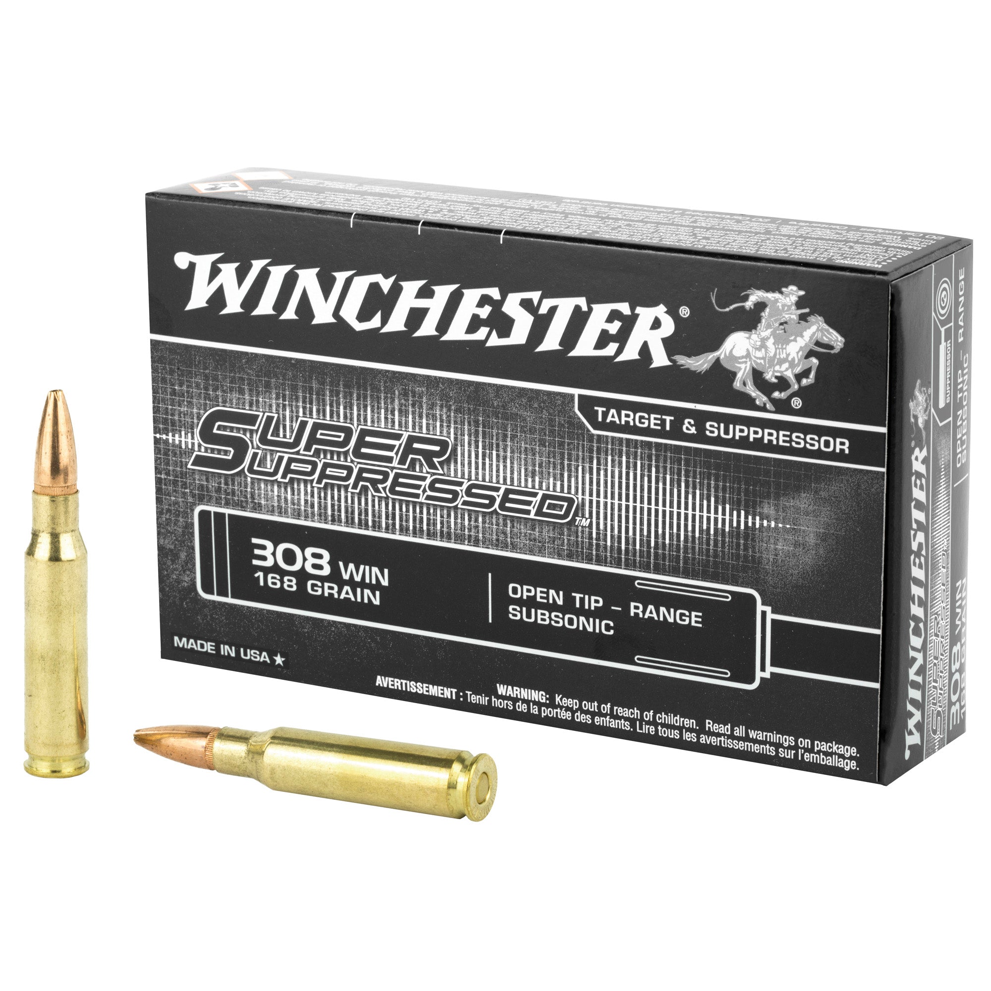 Winchester Super Suppressed .308 Win / 7.62x51mm 168 grain Open Tip Range ammunition