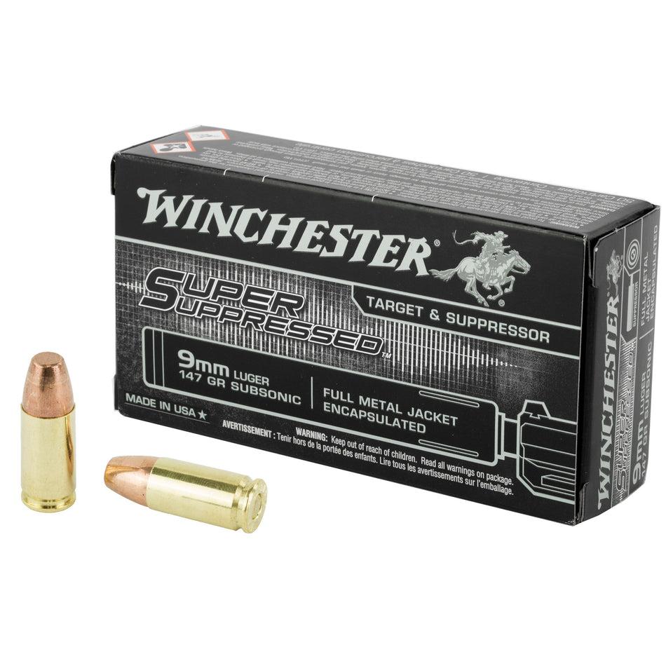 Winchester Super Suppressed Encapsulated Full Metal Jacket 147 Grain 9mm Luger/Parabellum 990 fps