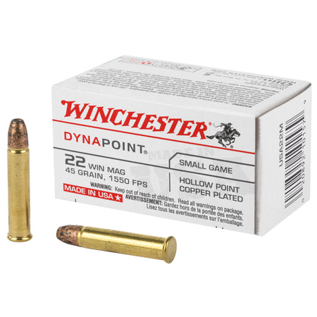 Winchester USA Dynapoint Pistol Ammo 22 Mag 45 gr. Copper Plated Hollow Point (CPHP)