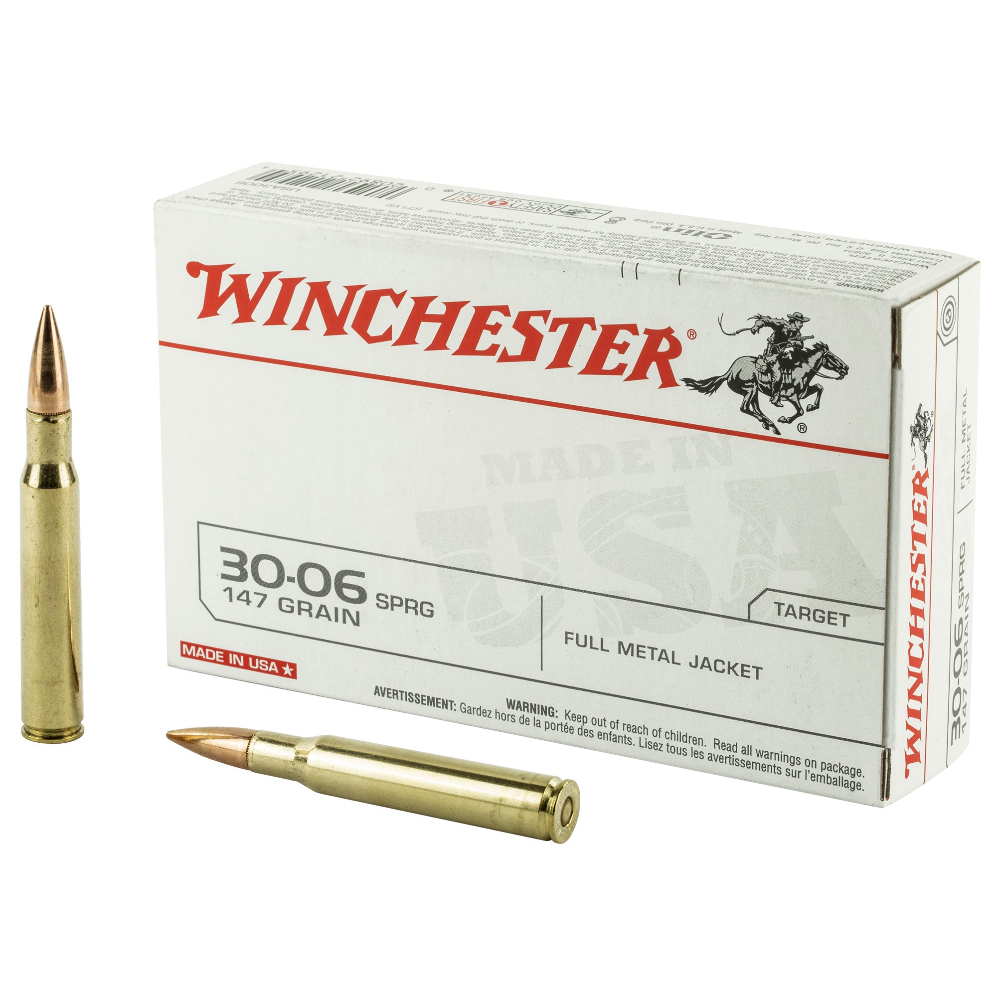 Winchester USA .30-06 Springfield 147 grain Full Metal Jacket ammunition