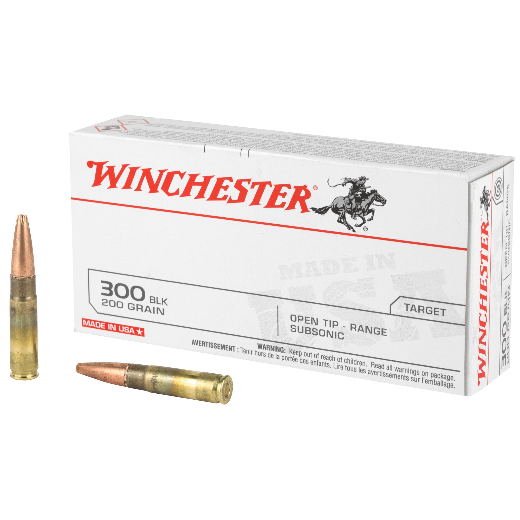Winchester USA Rifle Ammo 300 AAC Blackout 200 gr. Open Tip USA 20 rd.