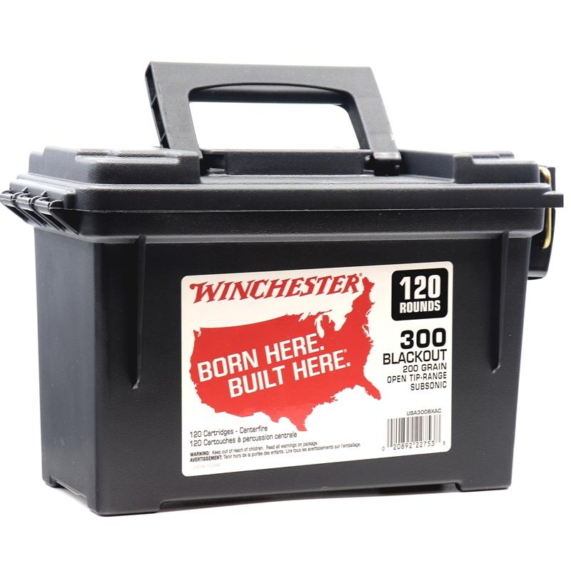 Winchester BORN HERE BUILT HERE Recreational Shooting .300 AAC Blackout 200 grain Full Metal Jacket Open Tip ammunition