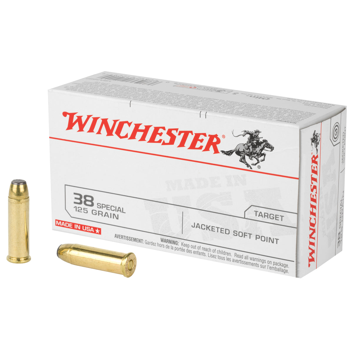Winchester USA Jacketed Soft Point 125 Grain .38 Special 850 fps