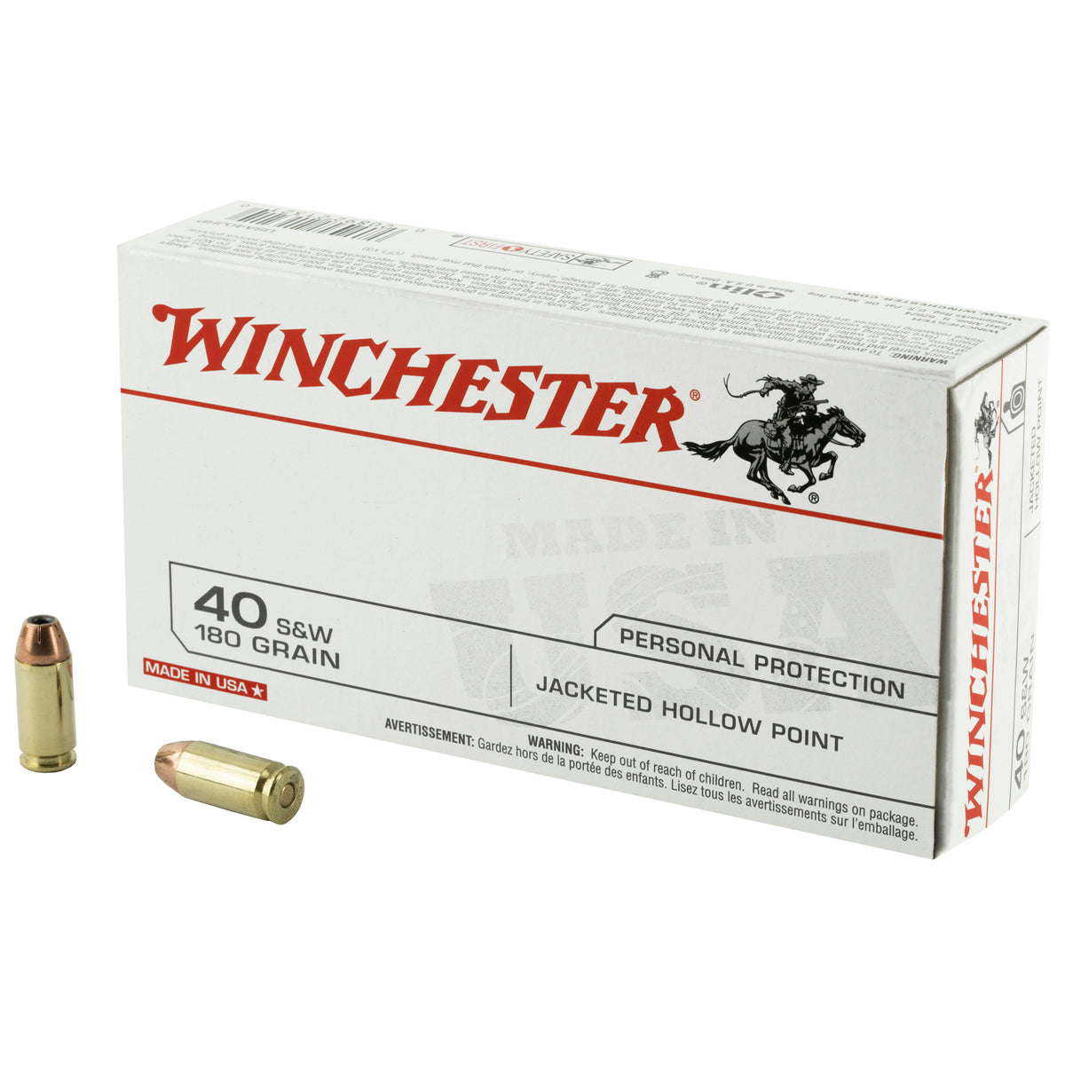 Winchester USA Jacketed Hollow Point 180 Grain .40 S&W 1010 fps