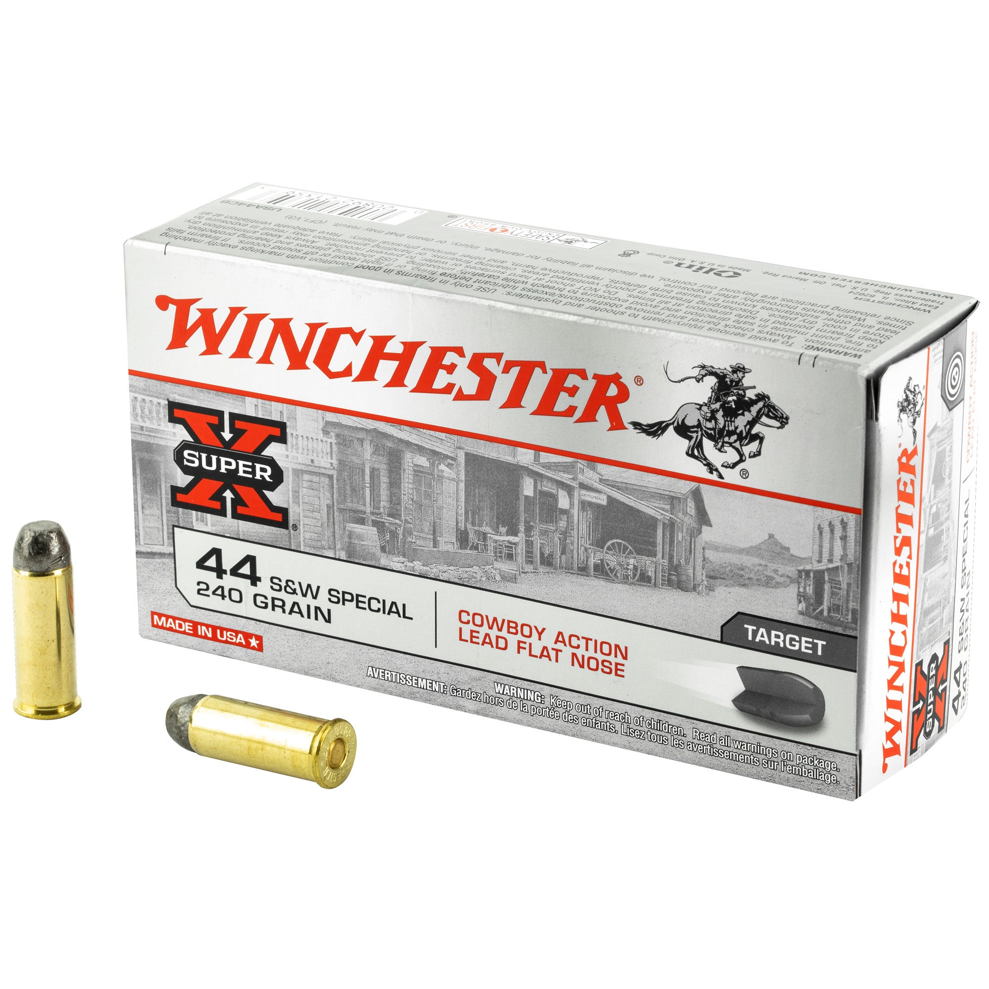 Winchester USA Super X Cowboy Action Lead Flat Nose 240 Grain .44 S&W Special 750 fps