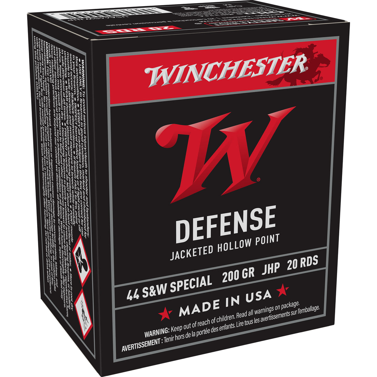 Winchester USA WHITE BOX .44 S&W Special 200 grain Jacketed Hollow Point ammunition