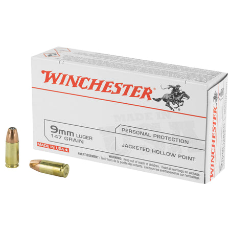 Winchester USA Jacketed Hollow Point 147 Grain 9mm Luger/Parabellum 990 fps